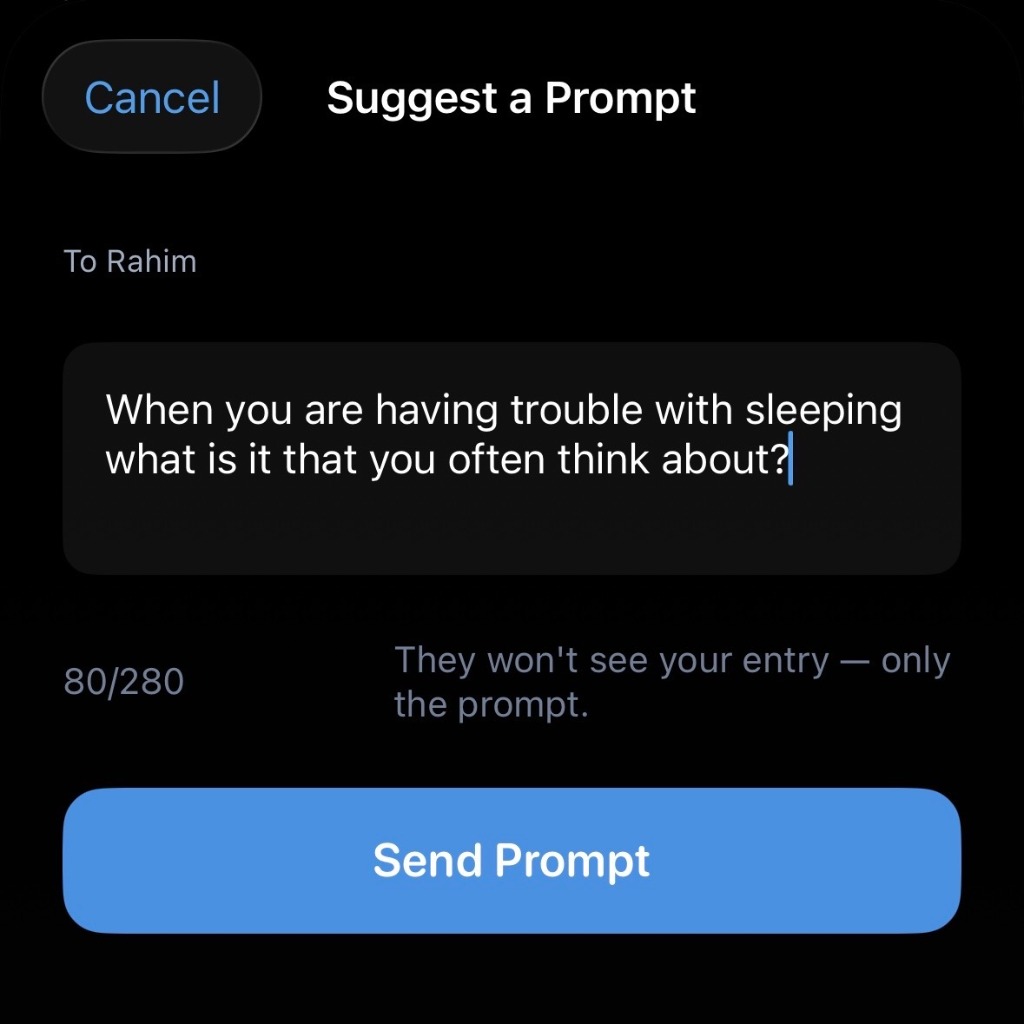 What you sent screen